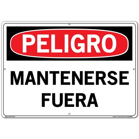 Vestil Aluminum Sign, 14-1/2" Height, 20-1/2" Width, Aluminum, Rectangle, Spanish SI-D-01-E-AL-063-S